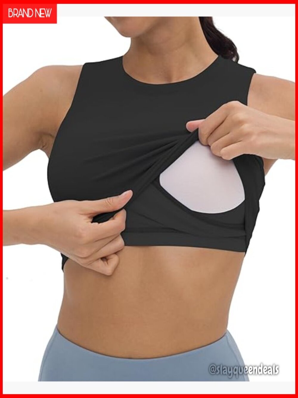 Nursing Tank Top Maternity Sports Bra Crop Top Sleeveless Crew Neck